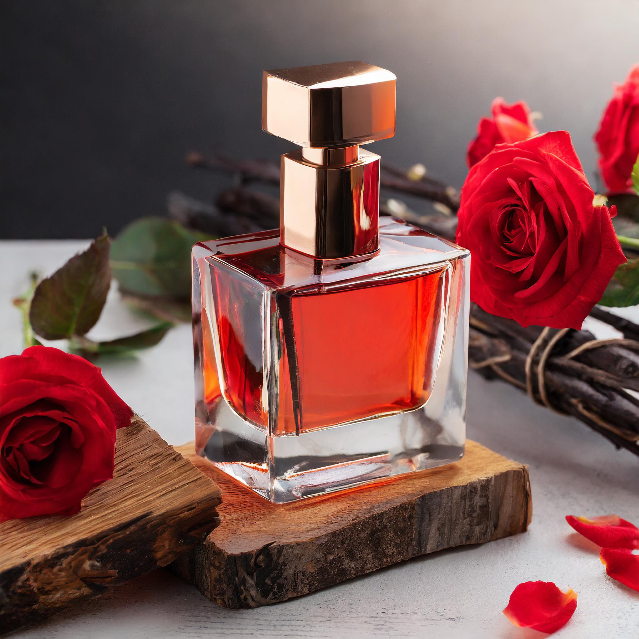 Firefly tu peux me faire une image d'un produit avec un décor. le produit doit être un parfum 24350
